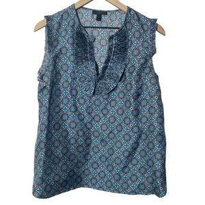 J. Crew 100% Silk Blouse Size 10 Blue Shell Tank